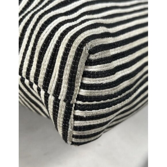 Fossil Kinley Black White Canvas Fabric Striped Brown Leather Crossbody Bag - Picture 14 of 16